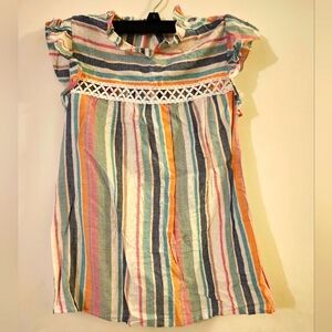 Multicolored Linen Striped Dress